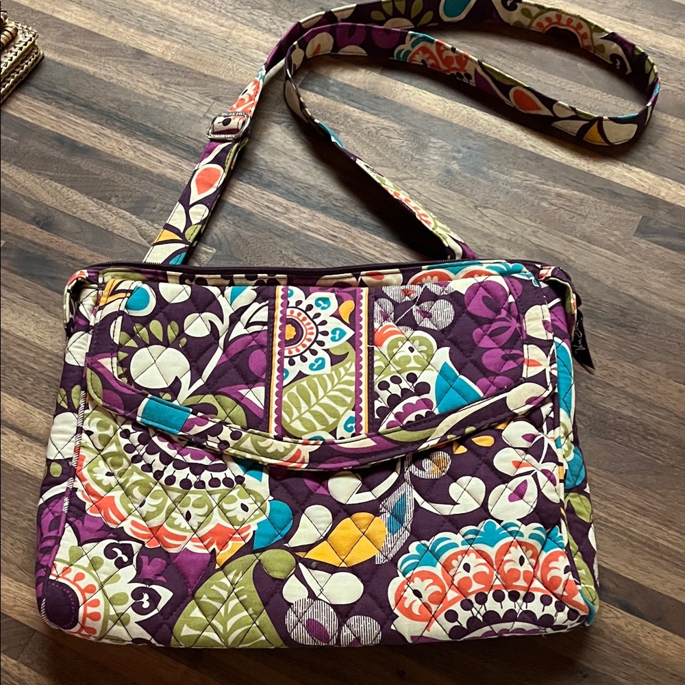 Vera Bradley Purple and Green Floral Crossbody Bag